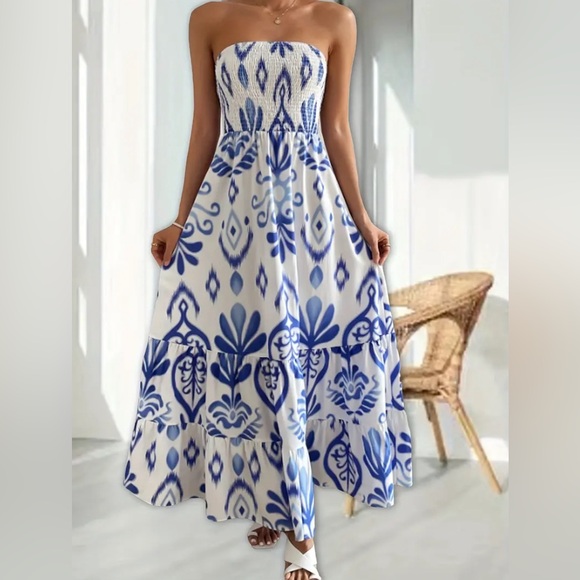 STRAPLESS PENDULUM DRESS WITH RUFFLE HEM - Picture 4 of 5